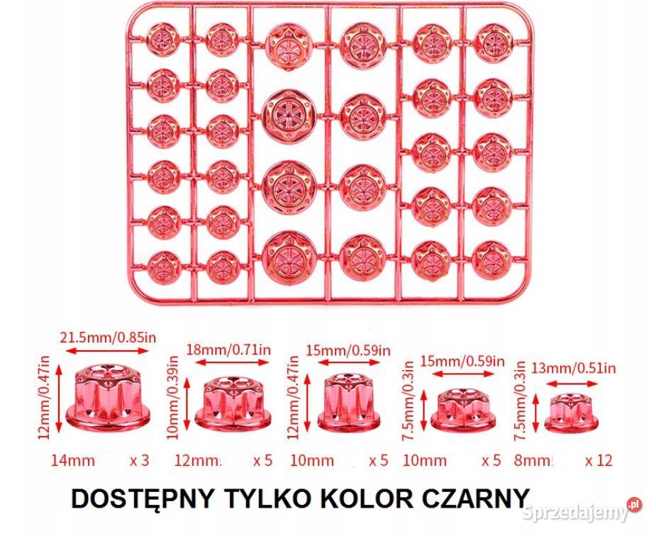 OZDOBNE KOŁPAKI KAPSLE NAKŁADKI NA ŚRUBY CZARNE Sosnowiec