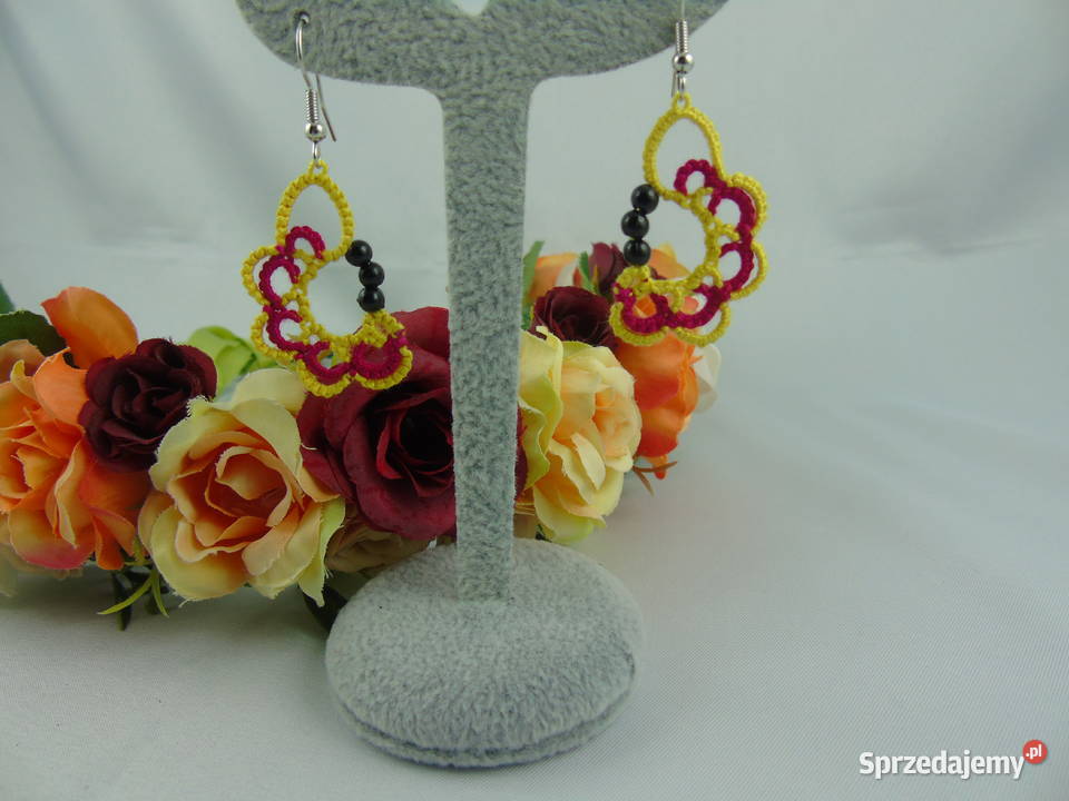 Kolczyki frywolitkowe Wiśniowa