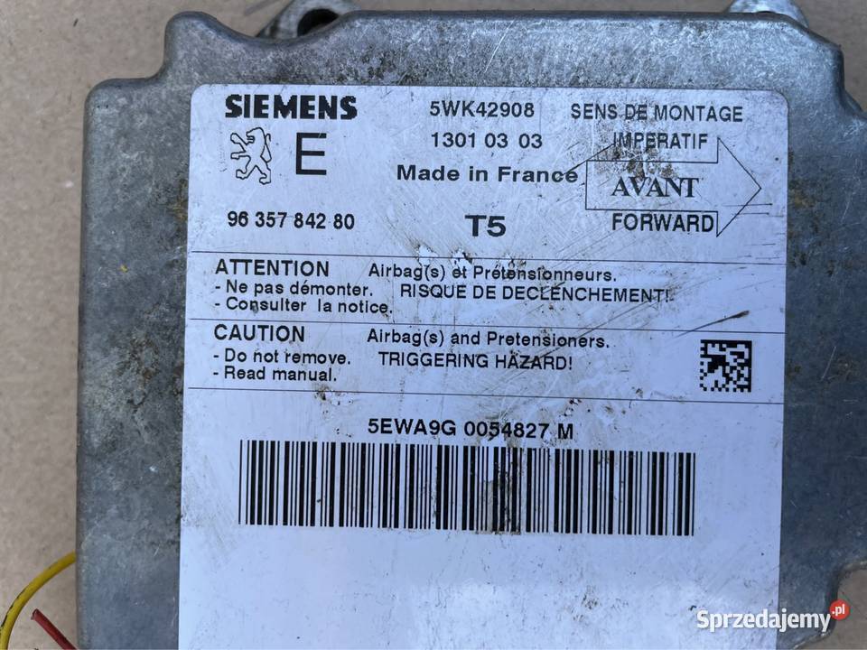 9635784280 Moduł poduszek powietrznych sensor Rok produkcji 2005 Szczecin
