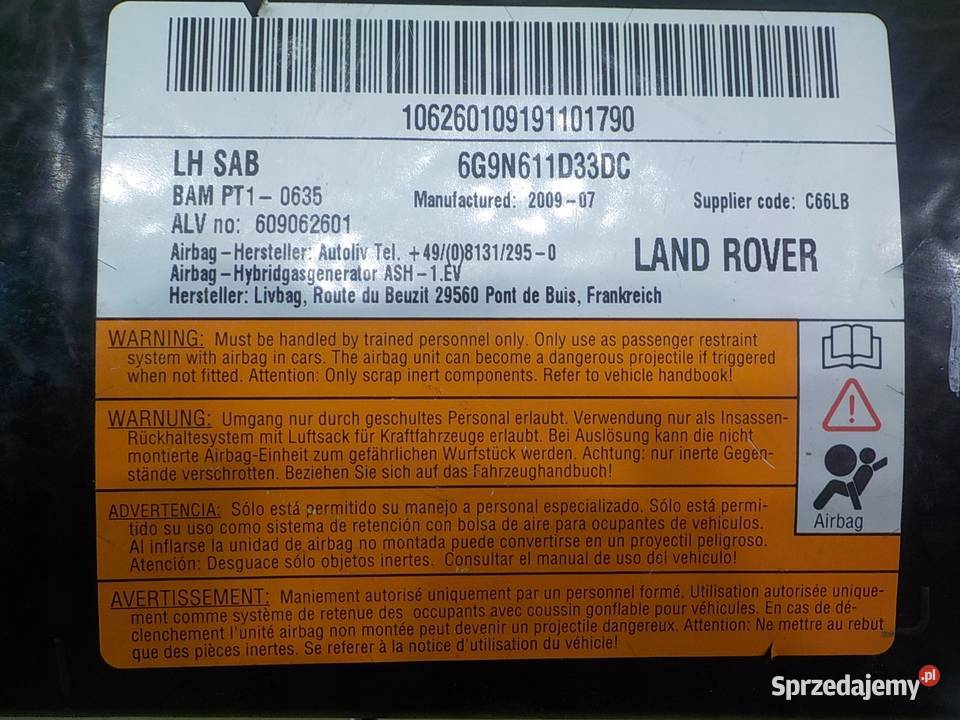 FREELANDER II 22 TD4 09r 5D AIRBAG poduszka Suków