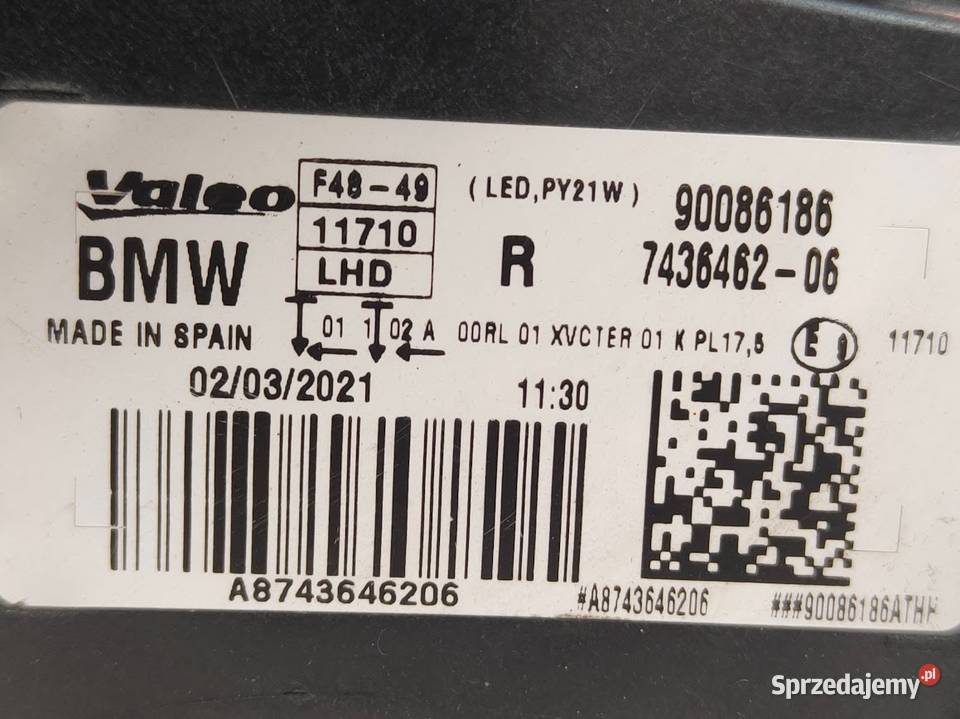 Lampa Prawy Przód BMW X1 F48 Full Led 7436462 wielkopolskie Pleszew sprzedam