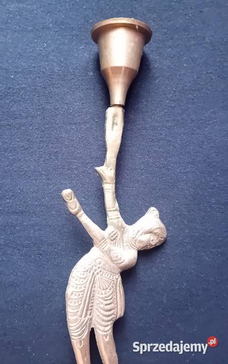 Mosieżny świecznik Indie lata 80e XX w wielkopolskie Koźminek