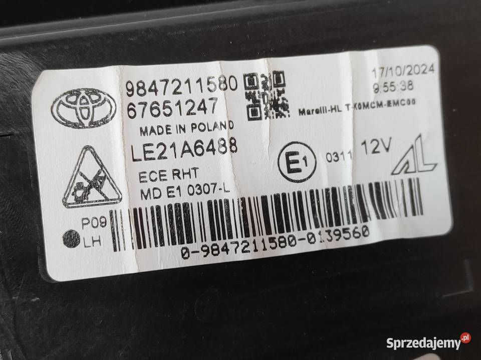 Lampa Full Led Lewy Przód Toyota Proace II Lift Pleszew