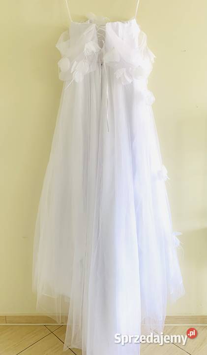 Suknia ślubna boho wiązana opadające rękawki Linia "A" Jelenia Góra