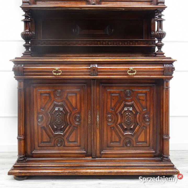 Antyk Wysoki KREDENS drewniany ZDOBIONY Kredens Kredensy i witryny sprzedam