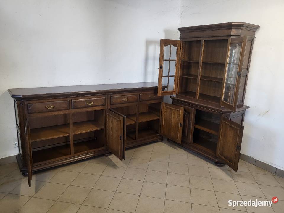 Jadalnia dębowa komoda witryna stół 6 krzeseł Kleczew sprzedam