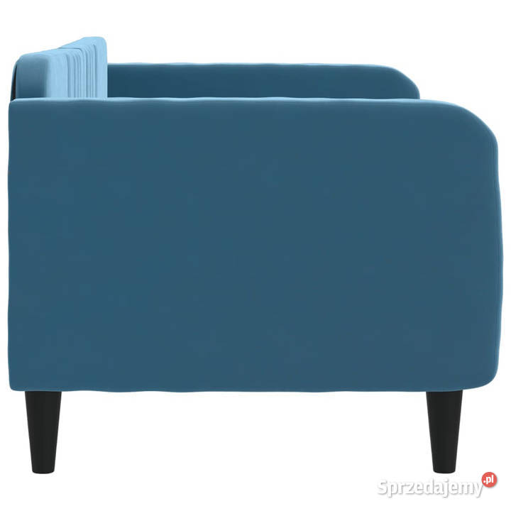 Sofa z funkcją spania niebieska obita aksamitem Warszawa