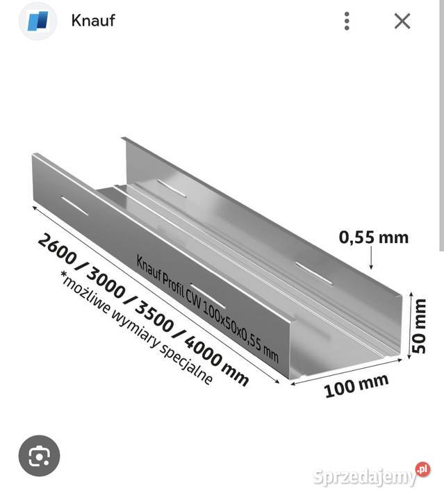 Sprzedam profile aluminiowe do Gk CW UW UA Profile ścienne sprzedam