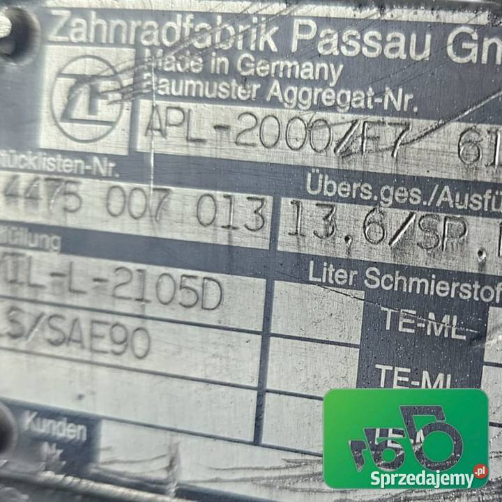 Przedni Most ZF APL2000F7 4475407060 Fendt 716 Wilkowo