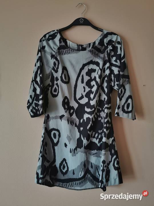 Elegancka damska tunika do biura szaroczarna Reda