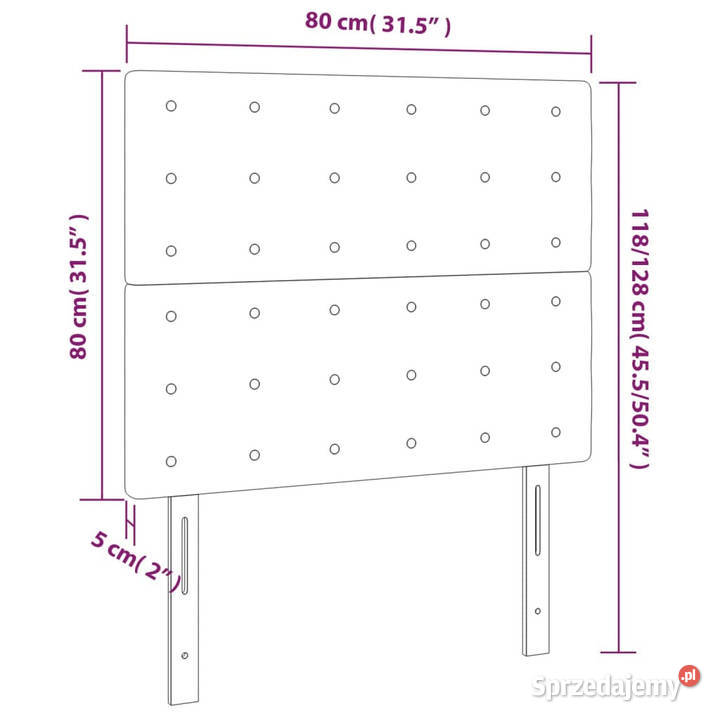 Zagłówek do łóżka z LED czarny 80x5x118128 Warszawa