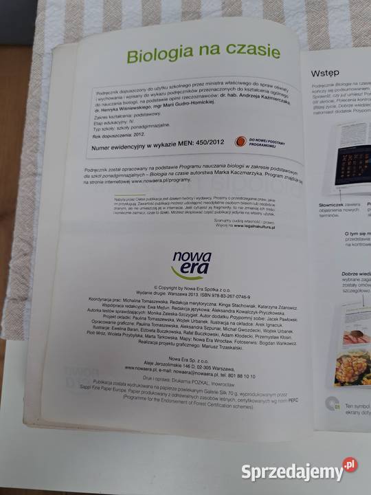 Biologia na czasie Zakres podstawowy podręcznik Trąbki Wielkie