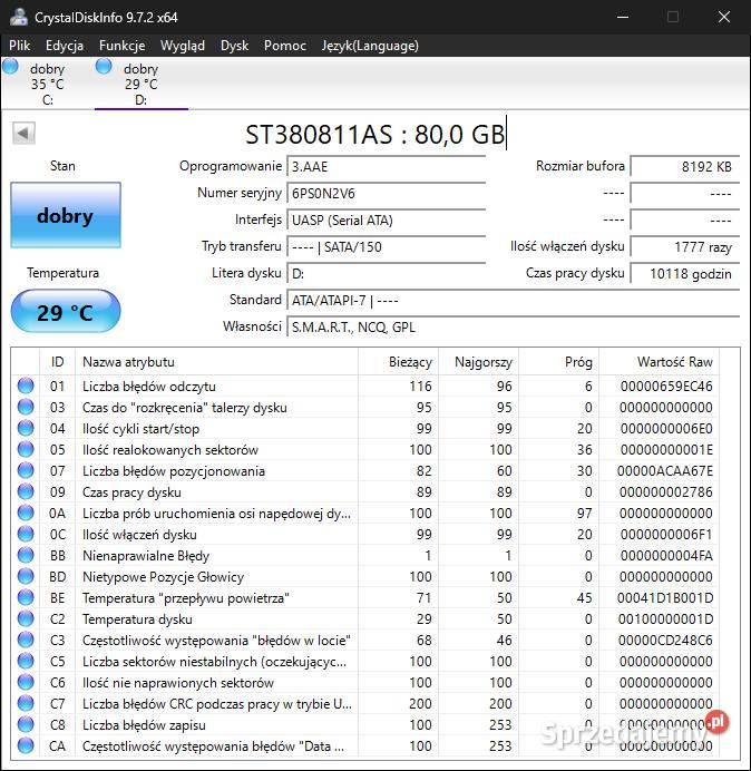 Dysk HDD 80GB Seagate Barracuda 72009 7200rpm łódzkie Łódź
