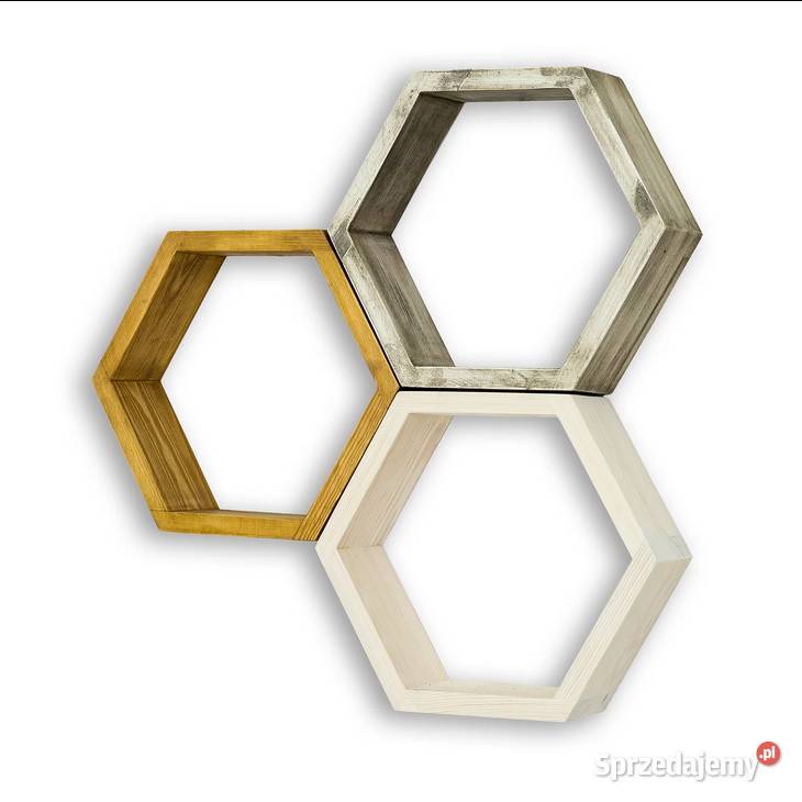 Drewniana półka heksagon na ścianę do pokoju 29cm