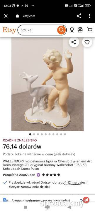 VINTAGE WALLENDORF NIEMCY PORCELANOWA FIGURKA łódzkie Pabianice