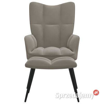 vidaXL Fotel z podnóżkiem, jasnoszary, obity aksamitem