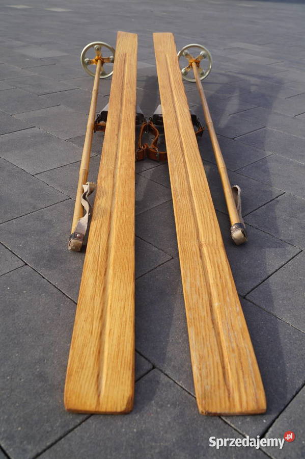 Stare narty jesionowe 155 kijki w komplecie Pruchnik