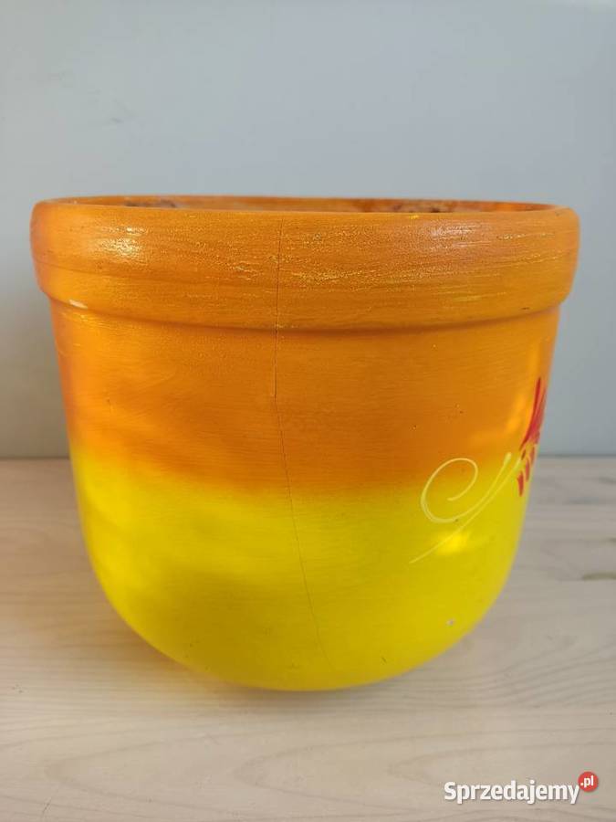 Donica doniczka ceramiczna gliniana żółto Głuchołazy sprzedam