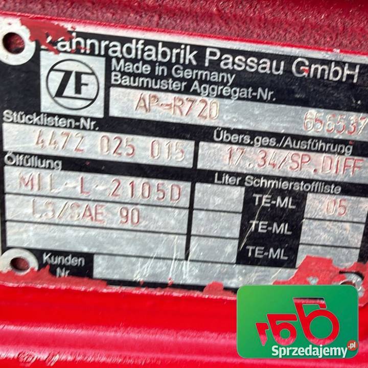 Most Oś napędowa ZF 4472 025 015 APR720 Schaffer Wilkowo