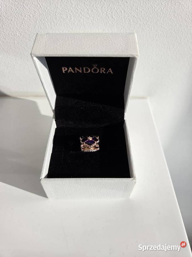 Charms kwiatek fioletowy bratek różowe złoto Liszki