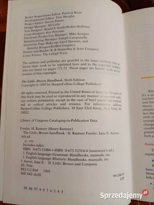 Tej Little Brown Handbook Sixth Edition angielski wielkopolskie Poznań