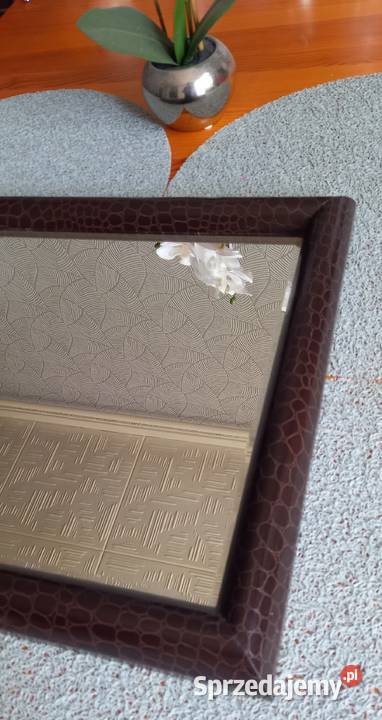 Lustro 36x36 w drewnianej ramie odcienie brązowego Małkinia Górna