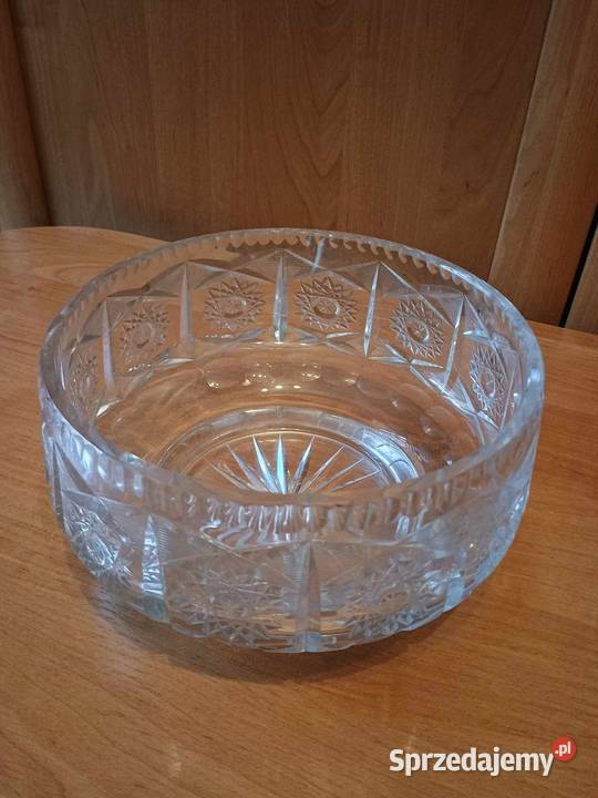 Piękna duża okrągła kryształowa misa PRL Vintage Bytom