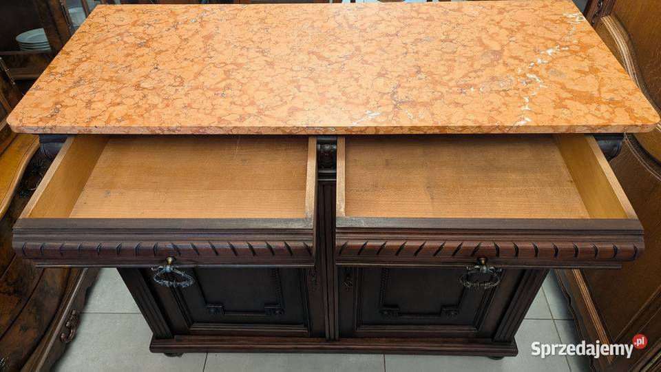 Piękna dębowa komodaszafka secesyjna z marmurem Dąbrowa Górnicza sprzedam