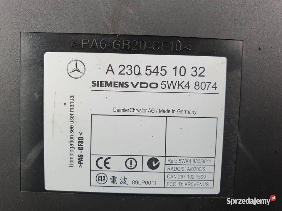 MODUŁ MERCEDES SL500 R230 A2305451032 KEYLESS GO Pozostałe kujawsko-pomorskie Lipno