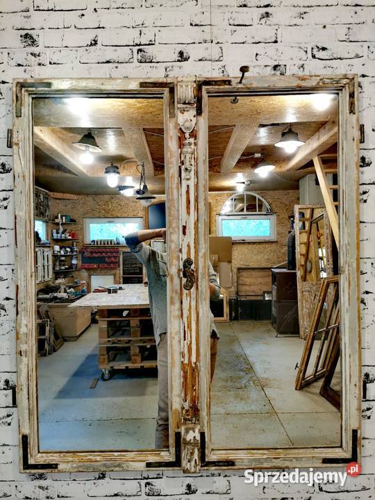 Lustro z ramy okiennej Stare okno mazowieckie Płońsk