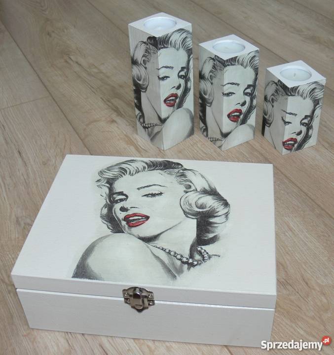 Duże pudełko XXL z przegrodami + świeczniki Marilyn Monroe