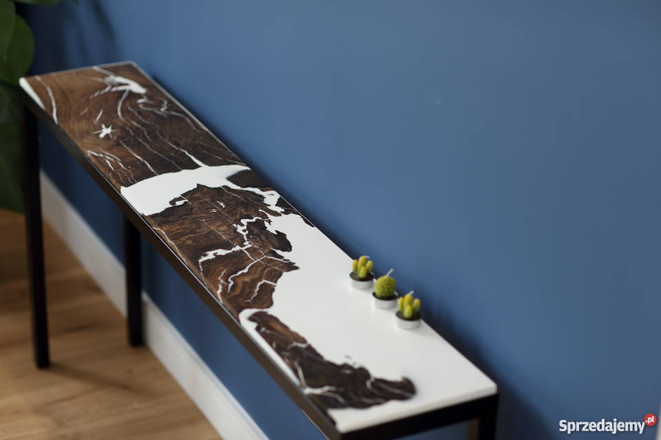 Konsola czarny dąb stół biały epoksyd żywica Stoły, krzesła, biurka Warszawa