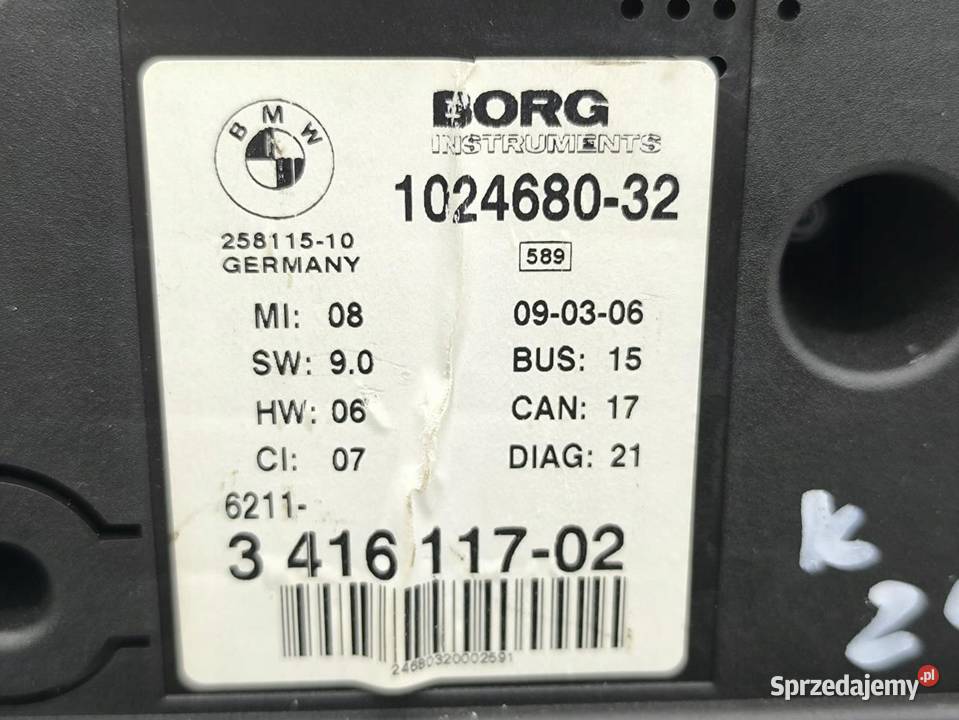 LICZNIK ZEGARY MANUAL UK BMW X3 E83 20D 150