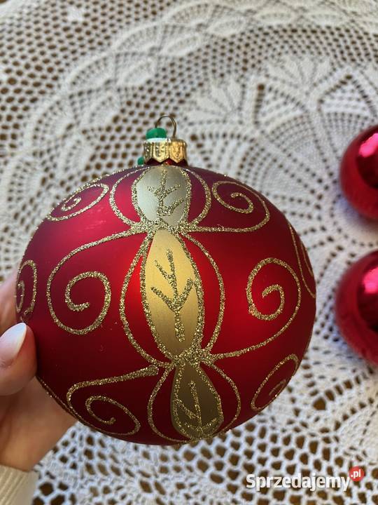 Komplet 5 sztuk szklane czerwone bombki Dom i Ogród