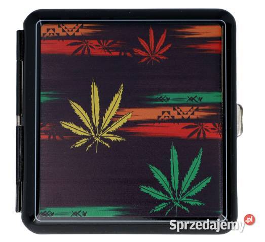 Papierośnica Metalowa Ganja Czarna z Nadrukiem Ostrowy nad Okszą
