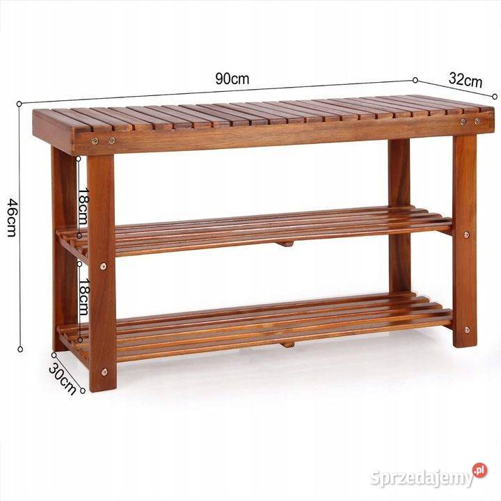 szafka na buty z siedziskiem z drewna akacji 90cm Zamość