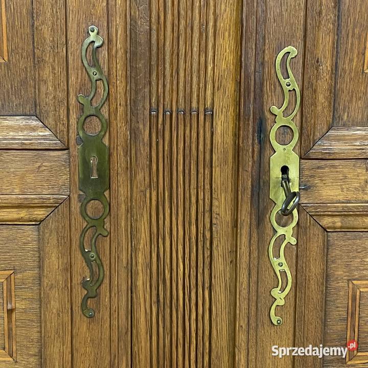 Szafa dwudrzwiowa z litego dębu intarsje Niemcy Budno