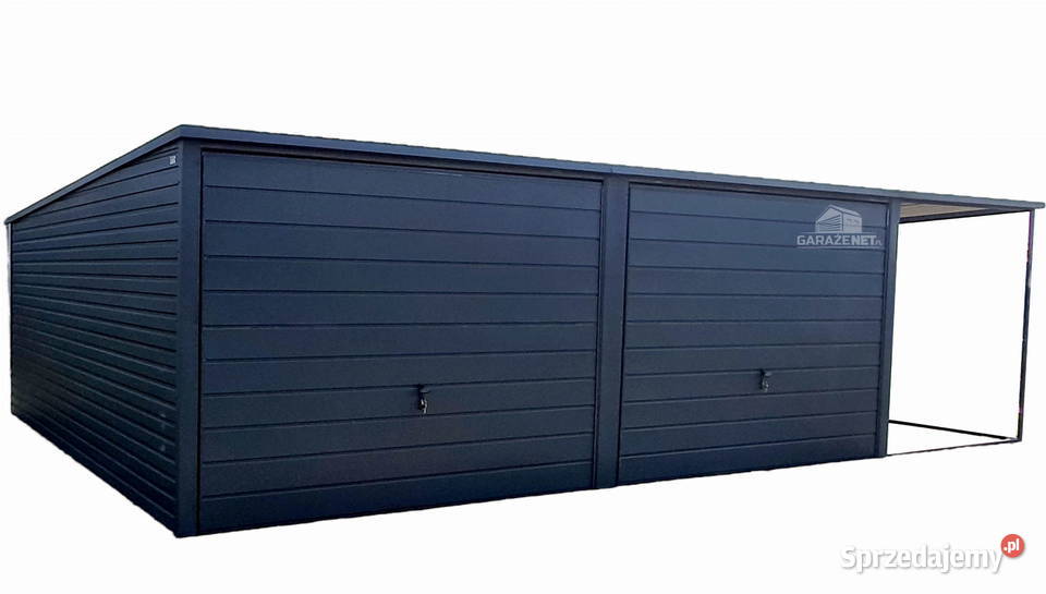 GARAŻ BLASZANY 6M X 5M SPAD TYŁ 2X BRAMA WIATA Łapanów