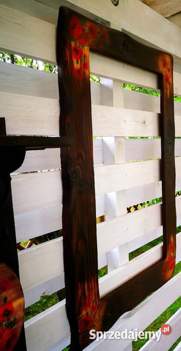 Rama lustra drewniana vintage opalona sielskie Radków sprzedam