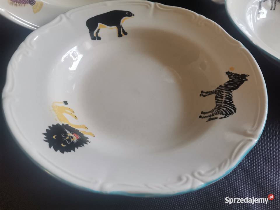 Stare bajkowe głębokie talerze porcelana Siemianowice Śląskie