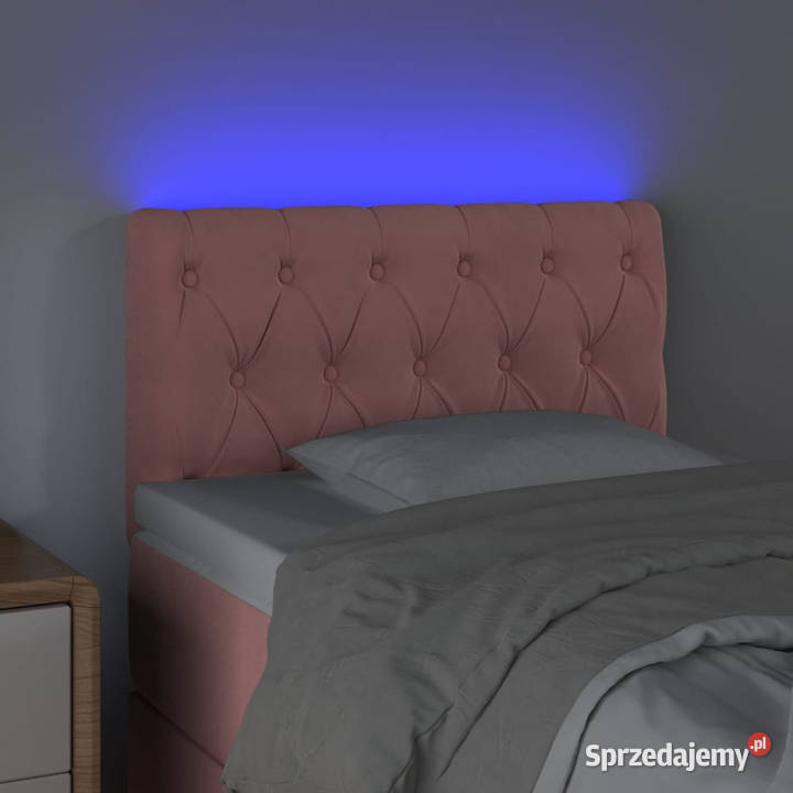 Zagłówek do łóżka z LED różowy 80x7x7888 aksamit Warszawa sprzedam