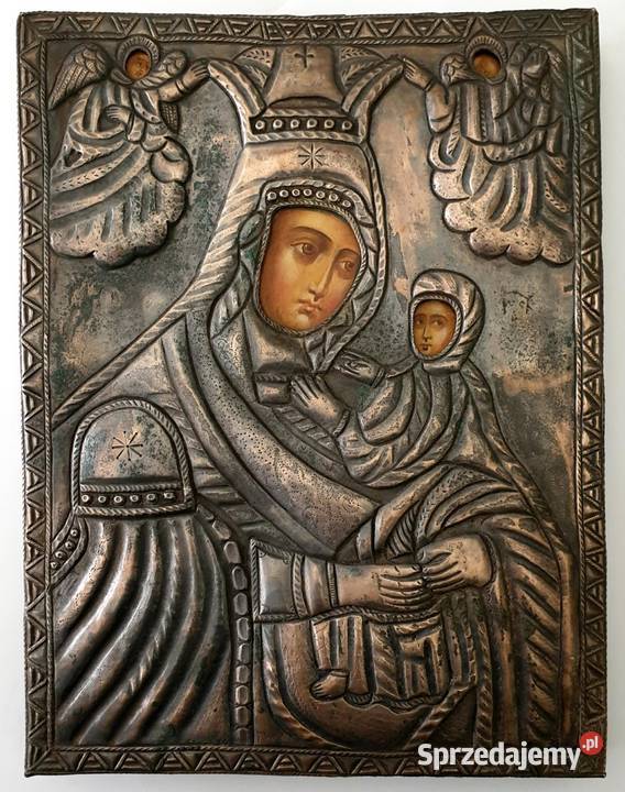 Ikona Matka Boża Hodegetria srebro XIXw 0038 Warszawa