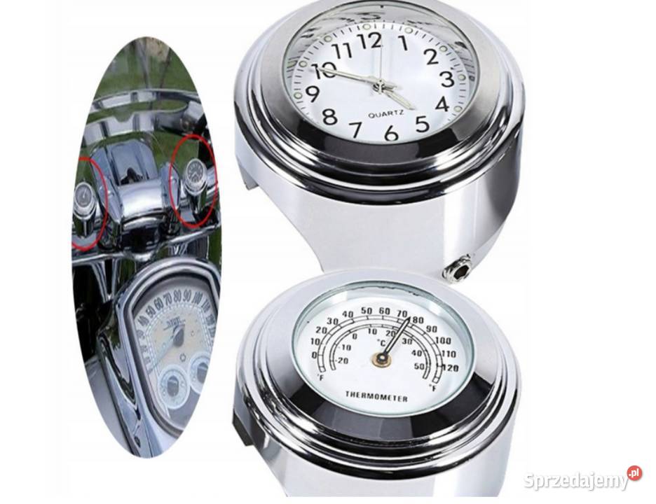 Zegarek i termometr do motocykla na kierownice śląskie