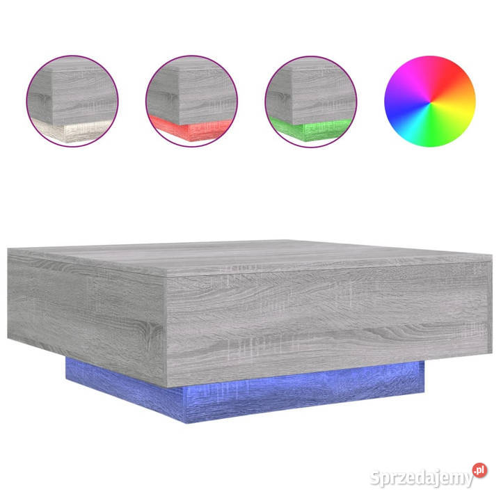 Stolik kawowy z LED szary dąb sonoma 80x80x31 Warszawa