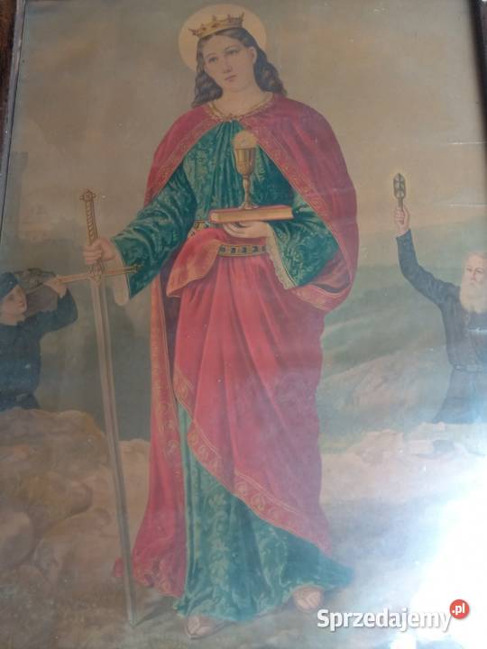 Święty obraz oleodruk Sw Barbara Gdów