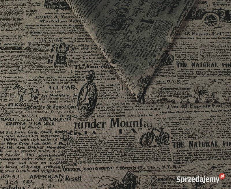 Oldpress tkanina tapicerska ze wzorem gazety Krosno Odrzańskie