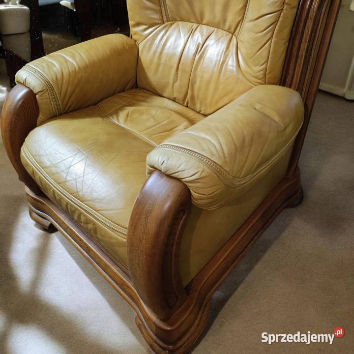 Fotele dębowe skórzane dolnośląskie Łagiewniki sprzedam