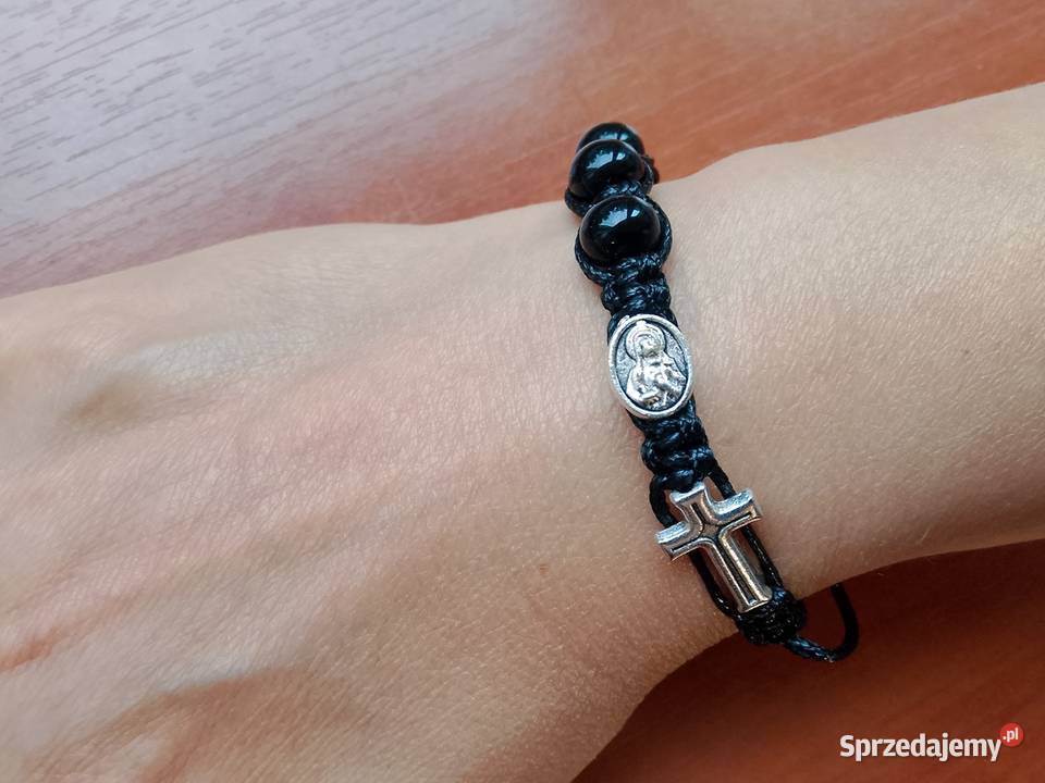 Różaniec damski bransoletka na rękę z krzyżykiem