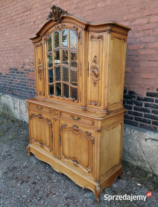 Dębowy kredens rocaille witryna antyk transport Wałbrzych