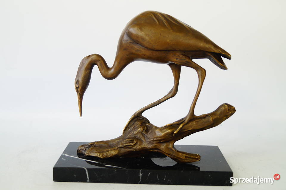 Figura z brązu czapla żuraw rzeźba prezent Gizałki